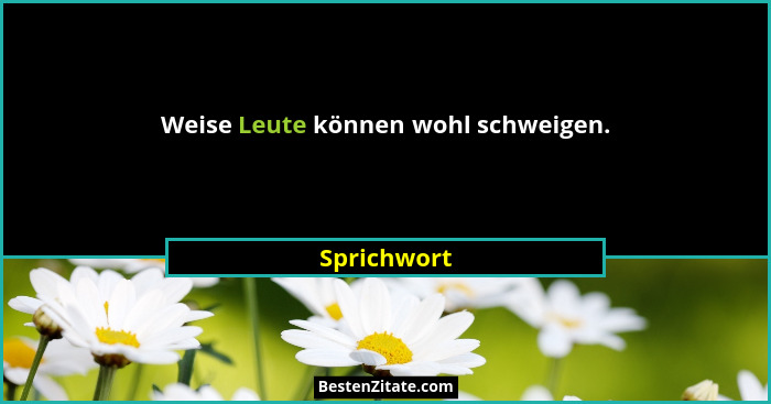 Weise Leute können wohl schweigen.... - Sprichwort