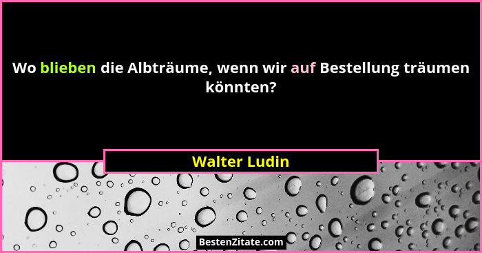 Wo blieben die Albträume, wenn wir auf Bestellung träumen könnten?... - Walter Ludin