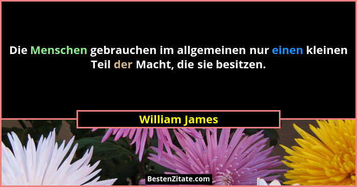 Die Menschen gebrauchen im allgemeinen nur einen kleinen Teil der Macht, die sie besitzen.... - William James