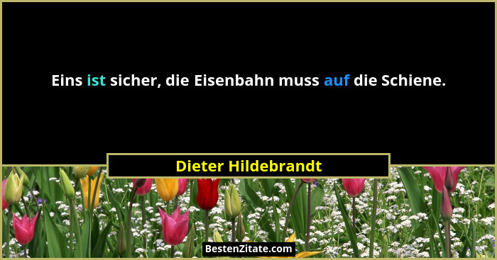 Eins ist sicher, die Eisenbahn muss auf die Schiene.... - Dieter Hildebrandt