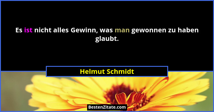 Es ist nicht alles Gewinn, was man gewonnen zu haben glaubt.... - Helmut Schmidt