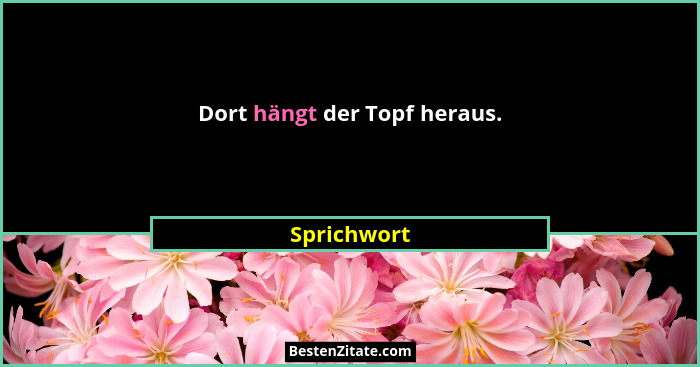 Dort hängt der Topf heraus.... - Sprichwort