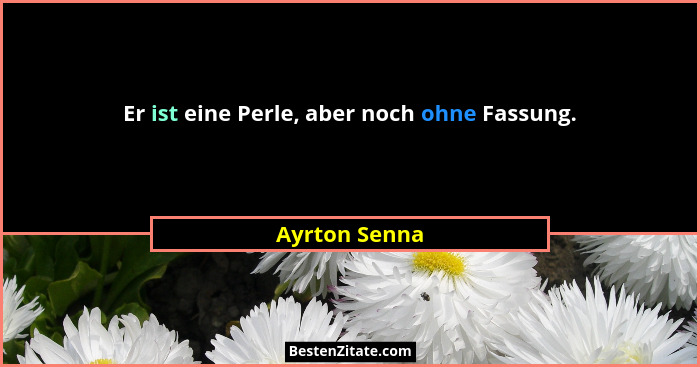 Er ist eine Perle, aber noch ohne Fassung.... - Ayrton Senna
