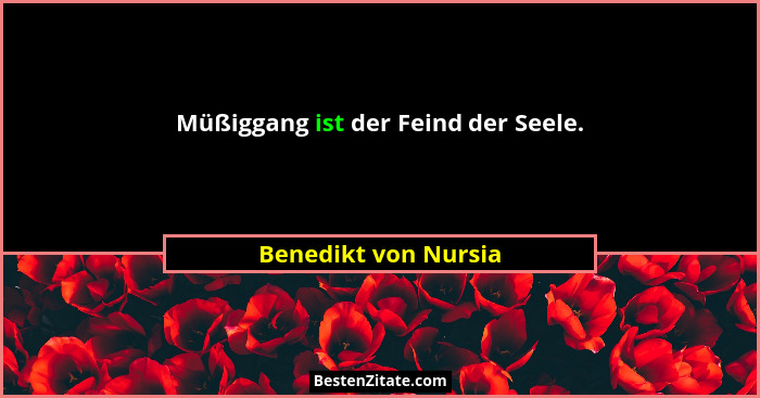 Müßiggang ist der Feind der Seele.... - Benedikt von Nursia