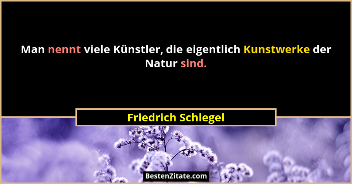 Man nennt viele Künstler, die eigentlich Kunstwerke der Natur sind.... - Friedrich Schlegel