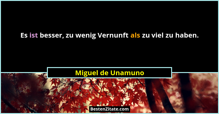 Es ist besser, zu wenig Vernunft als zu viel zu haben.... - Miguel de Unamuno