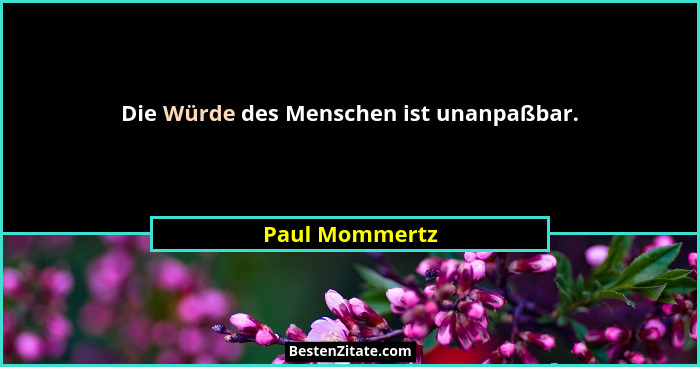 Die Würde des Menschen ist unanpaßbar.... - Paul Mommertz
