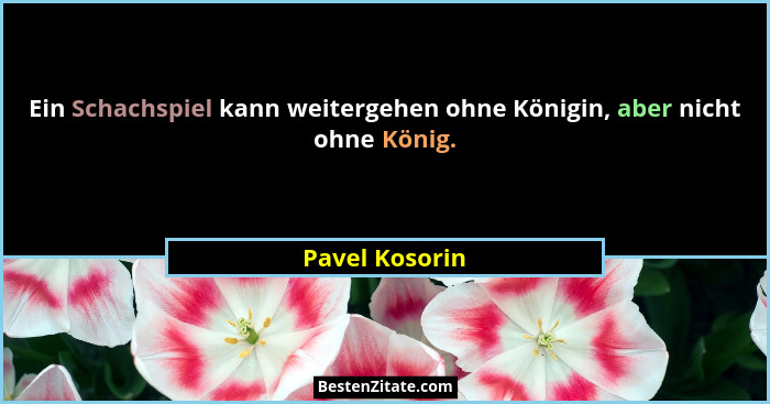 Ein Schachspiel kann weitergehen ohne Königin, aber nicht ohne König.... - Pavel Kosorin