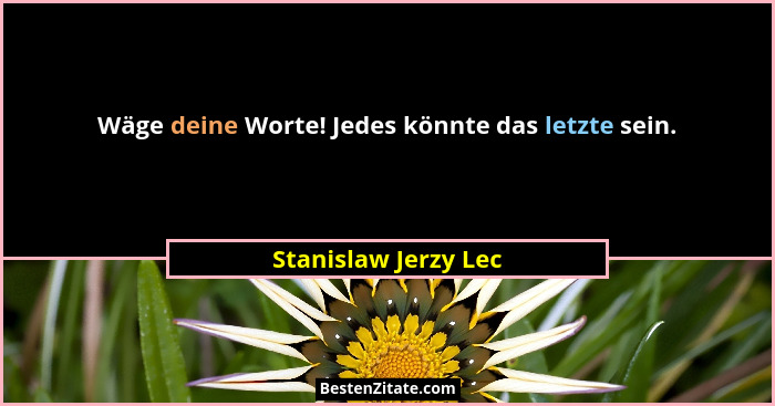 Wäge deine Worte! Jedes könnte das letzte sein.... - Stanislaw Jerzy Lec