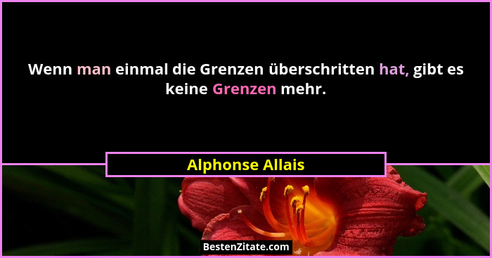 Wenn man einmal die Grenzen überschritten hat, gibt es keine Grenzen mehr.... - Alphonse Allais