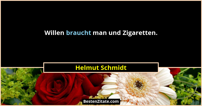 Willen braucht man und Zigaretten.... - Helmut Schmidt