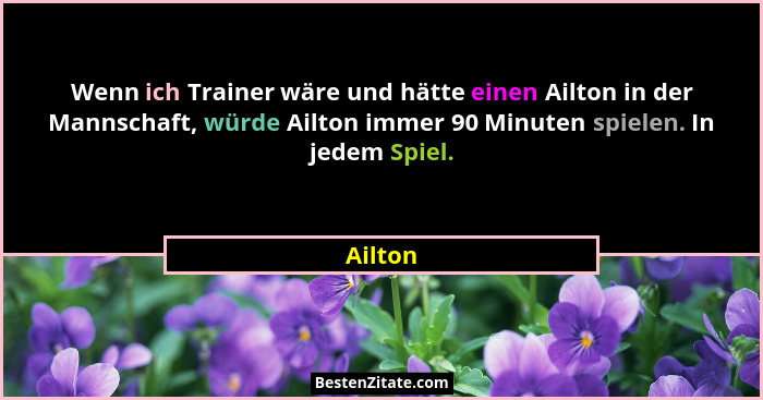 Wenn ich Trainer wäre und hätte einen Ailton in der Mannschaft, würde Ailton immer 90 Minuten spielen. In jedem Spiel.... - Ailton