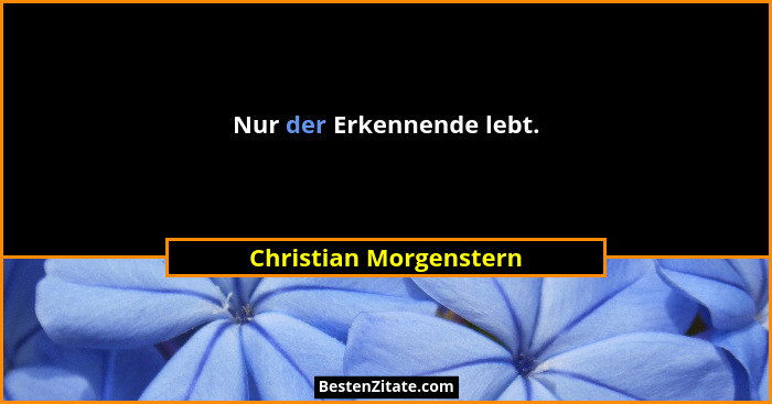 Nur der Erkennende lebt.... - Christian Morgenstern