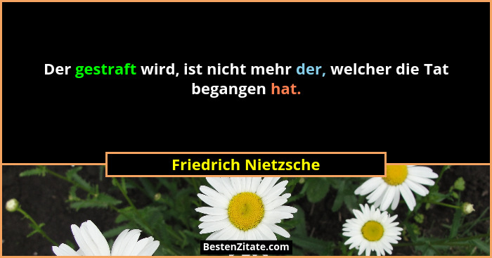 Der gestraft wird, ist nicht mehr der, welcher die Tat begangen hat.... - Friedrich Nietzsche
