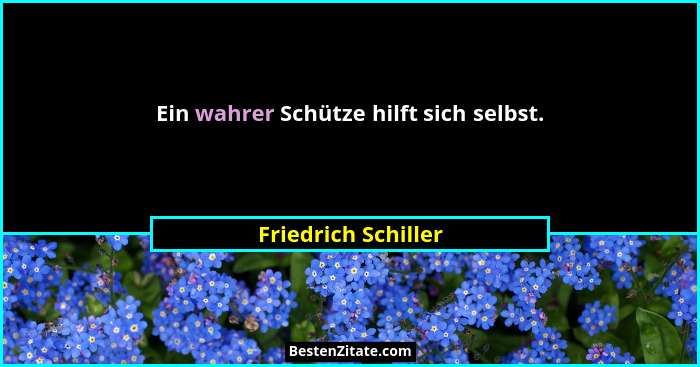 Ein wahrer Schütze hilft sich selbst.... - Friedrich Schiller
