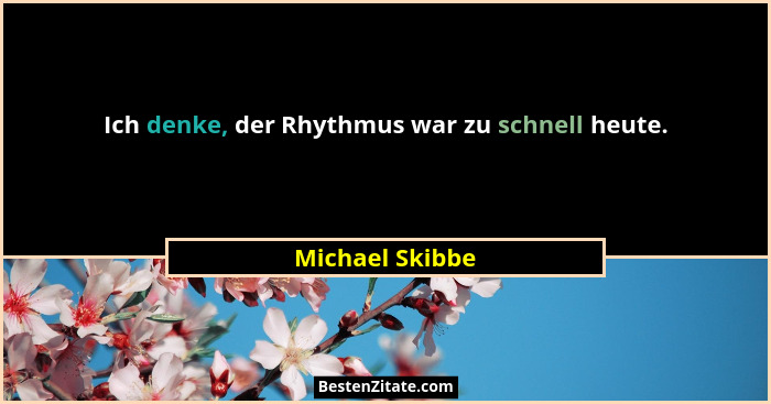 Ich denke, der Rhythmus war zu schnell heute.... - Michael Skibbe