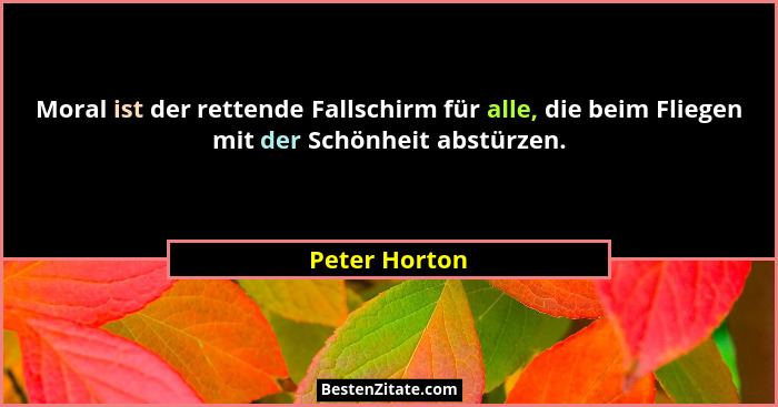 Moral ist der rettende Fallschirm für alle, die beim Fliegen mit der Schönheit abstürzen.... - Peter Horton