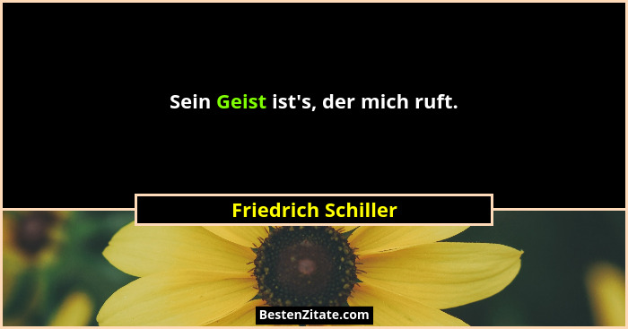 Sein Geist ist's, der mich ruft.... - Friedrich Schiller