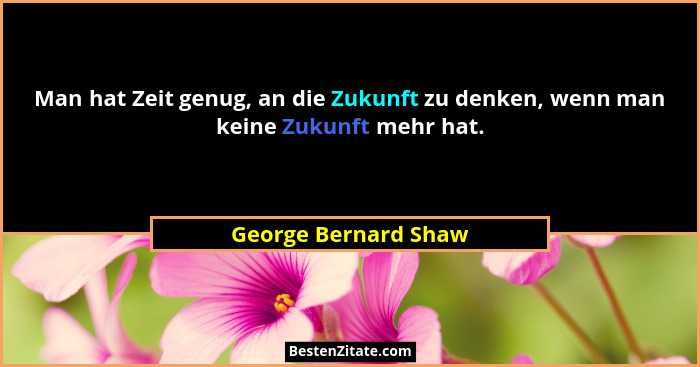 Man hat Zeit genug, an die Zukunft zu denken, wenn man keine Zukunft mehr hat.... - George Bernard Shaw