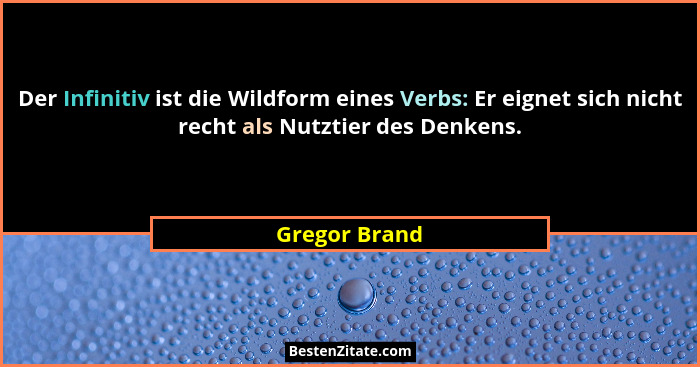 Der Infinitiv ist die Wildform eines Verbs: Er eignet sich nicht recht als Nutztier des Denkens.... - Gregor Brand
