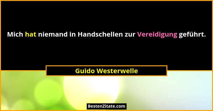 Mich hat niemand in Handschellen zur Vereidigung geführt.... - Guido Westerwelle