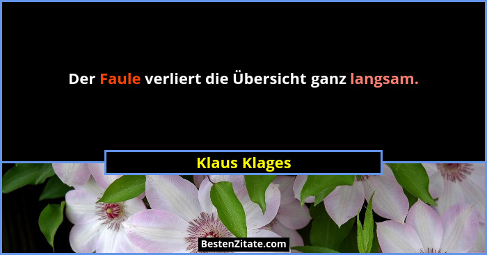 Der Faule verliert die Übersicht ganz langsam.... - Klaus Klages
