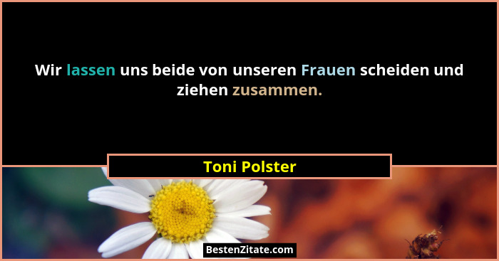 Wir lassen uns beide von unseren Frauen scheiden und ziehen zusammen.... - Toni Polster