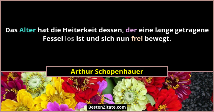 Das Alter hat die Heiterkeit dessen, der eine lange getragene Fessel los ist und sich nun frei bewegt.... - Arthur Schopenhauer