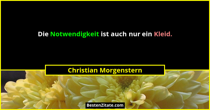 Die Notwendigkeit ist auch nur ein Kleid.... - Christian Morgenstern