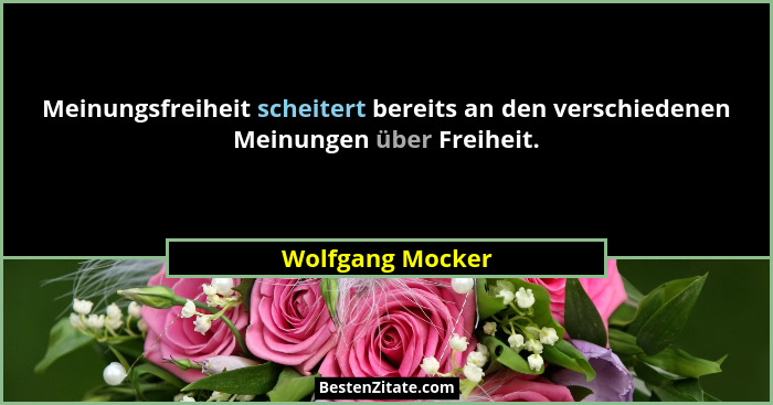 Meinungsfreiheit scheitert bereits an den verschiedenen Meinungen über Freiheit.... - Wolfgang Mocker