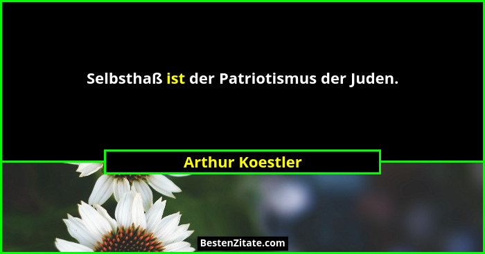 Selbsthaß ist der Patriotismus der Juden.... - Arthur Koestler