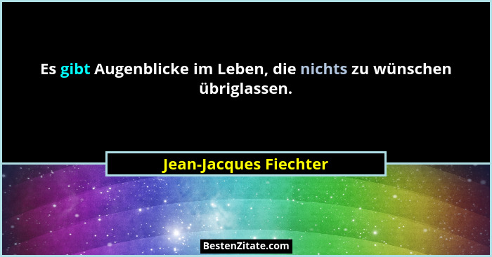 Es gibt Augenblicke im Leben, die nichts zu wünschen übriglassen.... - Jean-Jacques Fiechter