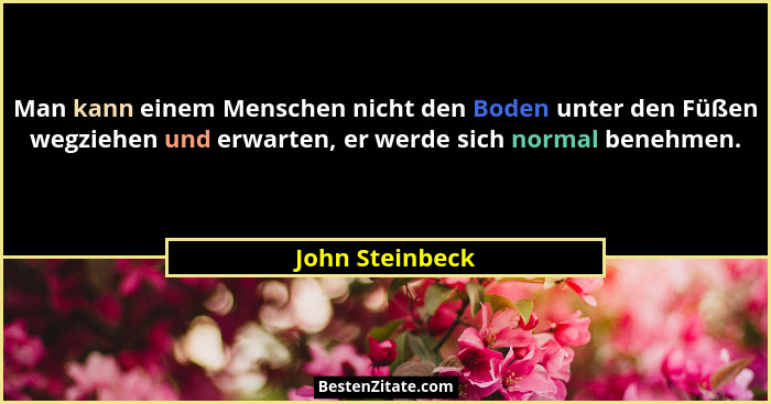 Man kann einem Menschen nicht den Boden unter den Füßen wegziehen und erwarten, er werde sich normal benehmen.... - John Steinbeck