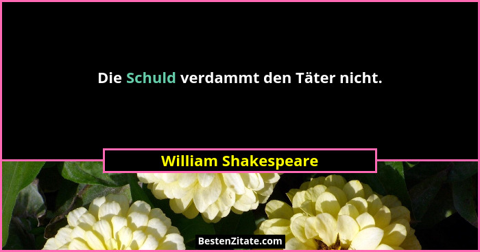 Die Schuld verdammt den Täter nicht.... - William Shakespeare
