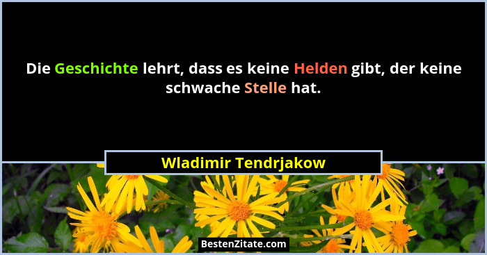 Die Geschichte lehrt, dass es keine Helden gibt, der keine schwache Stelle hat.... - Wladimir Tendrjakow
