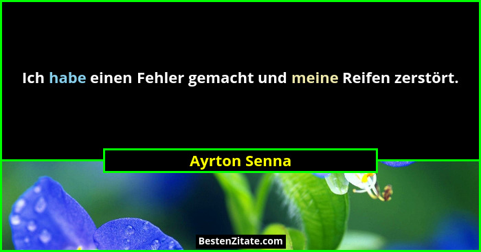 Ich habe einen Fehler gemacht und meine Reifen zerstört.... - Ayrton Senna