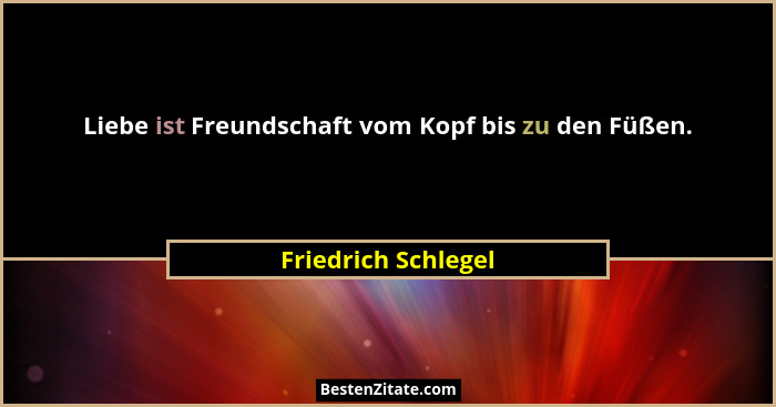 Liebe ist Freundschaft vom Kopf bis zu den Füßen.... - Friedrich Schlegel