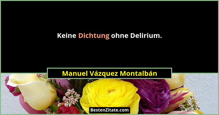 Keine Dichtung ohne Delirium.... - Manuel Vázquez Montalbán