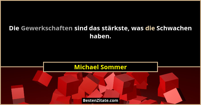 Die Gewerkschaften sind das stärkste, was die Schwachen haben.... - Michael Sommer