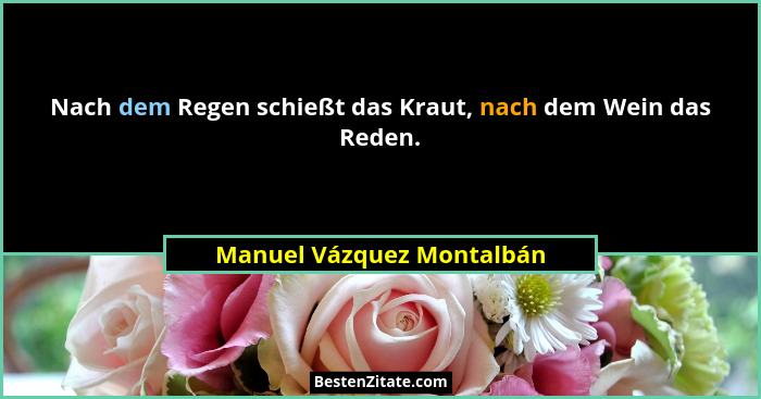 Nach dem Regen schießt das Kraut, nach dem Wein das Reden.... - Manuel Vázquez Montalbán