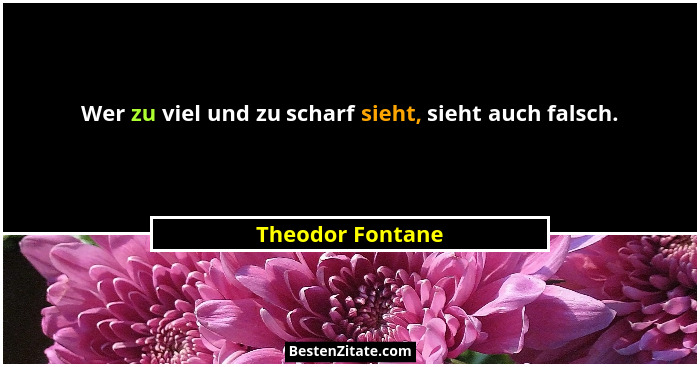 Wer zu viel und zu scharf sieht, sieht auch falsch.... - Theodor Fontane