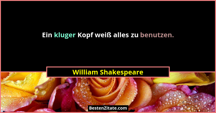 Ein kluger Kopf weiß alles zu benutzen.... - William Shakespeare