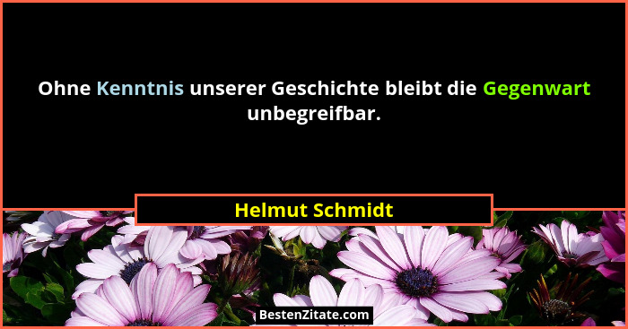 Ohne Kenntnis unserer Geschichte bleibt die Gegenwart unbegreifbar.... - Helmut Schmidt