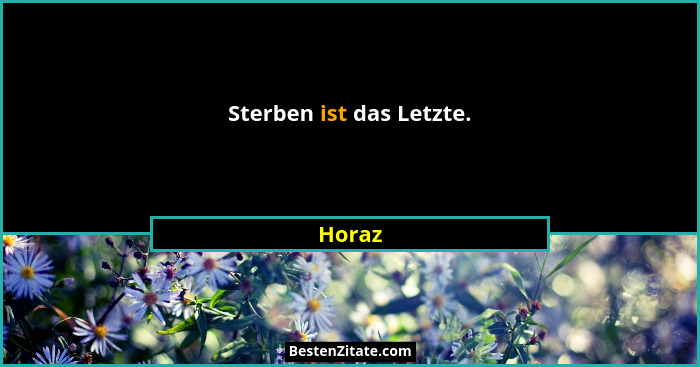 Sterben ist das Letzte.... - Horaz