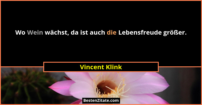 Wo Wein wächst, da ist auch die Lebensfreude größer.... - Vincent Klink