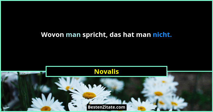 Wovon man spricht, das hat man nicht.... - Novalis