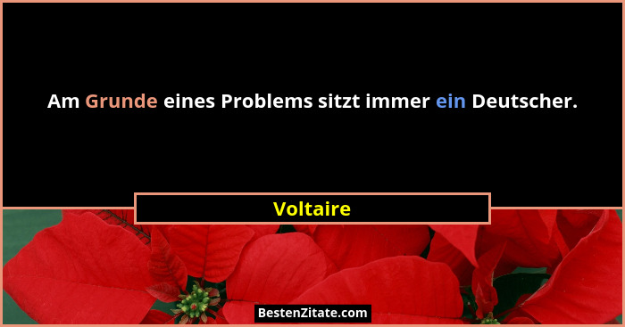 Am Grunde eines Problems sitzt immer ein Deutscher.... - Voltaire
