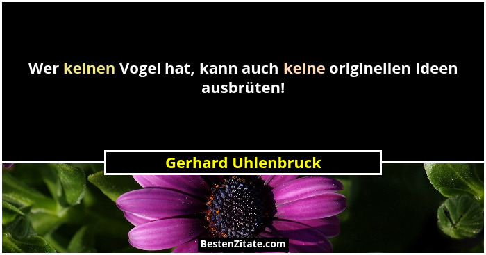Wer keinen Vogel hat, kann auch keine originellen Ideen ausbrüten!... - Gerhard Uhlenbruck