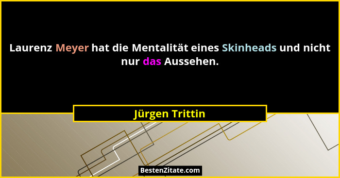 Laurenz Meyer hat die Mentalität eines Skinheads und nicht nur das Aussehen.... - Jürgen Trittin