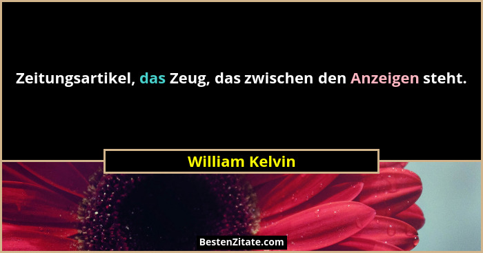 Zeitungsartikel, das Zeug, das zwischen den Anzeigen steht.... - William Kelvin